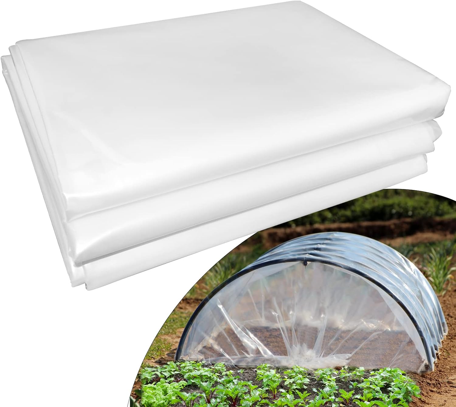 6 mil Greenhouse Plastic Film Sheeting Cover 10 x 26 Ft UV Resistant Clear Polyethylene Film Green House Hoop Farm Plastic Cover for Gardening, Farming, Agriculture