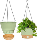 QCQHDU 2 Pack Hanging Planters for Indoor Outdoor Plants, 10 Inch Hanging Baskets Flower Pots with Reservoir Tray & Visible Water-Level