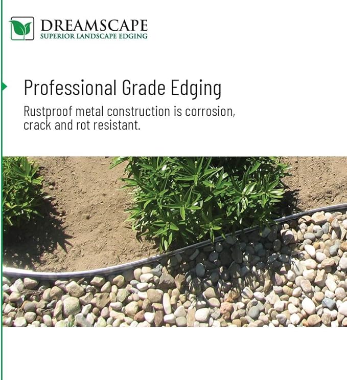 Dreamscape E-Z Edge Aluminum Landscape Edging - 8 Strips, 6ft Each (48ft Total), Black - Professional Quality Landscaping Border, Metal Divider for Lawn, Garden, Flowerbed…