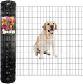 Black PVC Coated Welded Wire Fence 48 Inch x 50 Foot, 2 Inch x 4 Inch 14GA, Garden Border Fencing Roll Vinyl Coating Metal Wire Mesh Hardware Cloth for Yard Vegetable Plant Protection