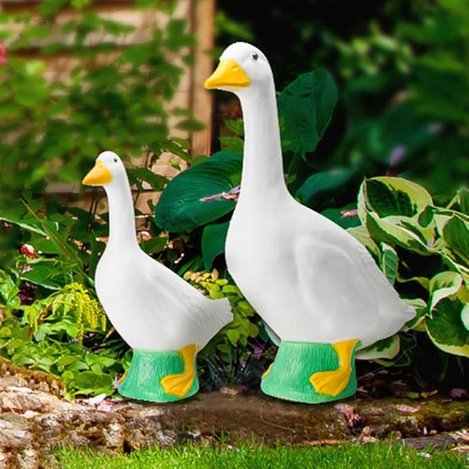 Fox Valley Traders Gaggleville Porch Goose Bundle Goose and Baby Statue – Charming Outdoor Decorative Figurine for Garden, Patio, or Entryway Accent