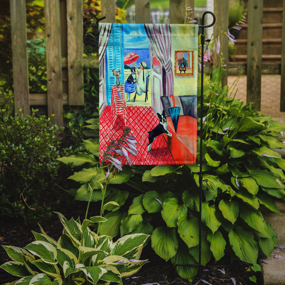 Lady with her Boston Terrier Garden Flag – Decorative Outdoor Yard Flag