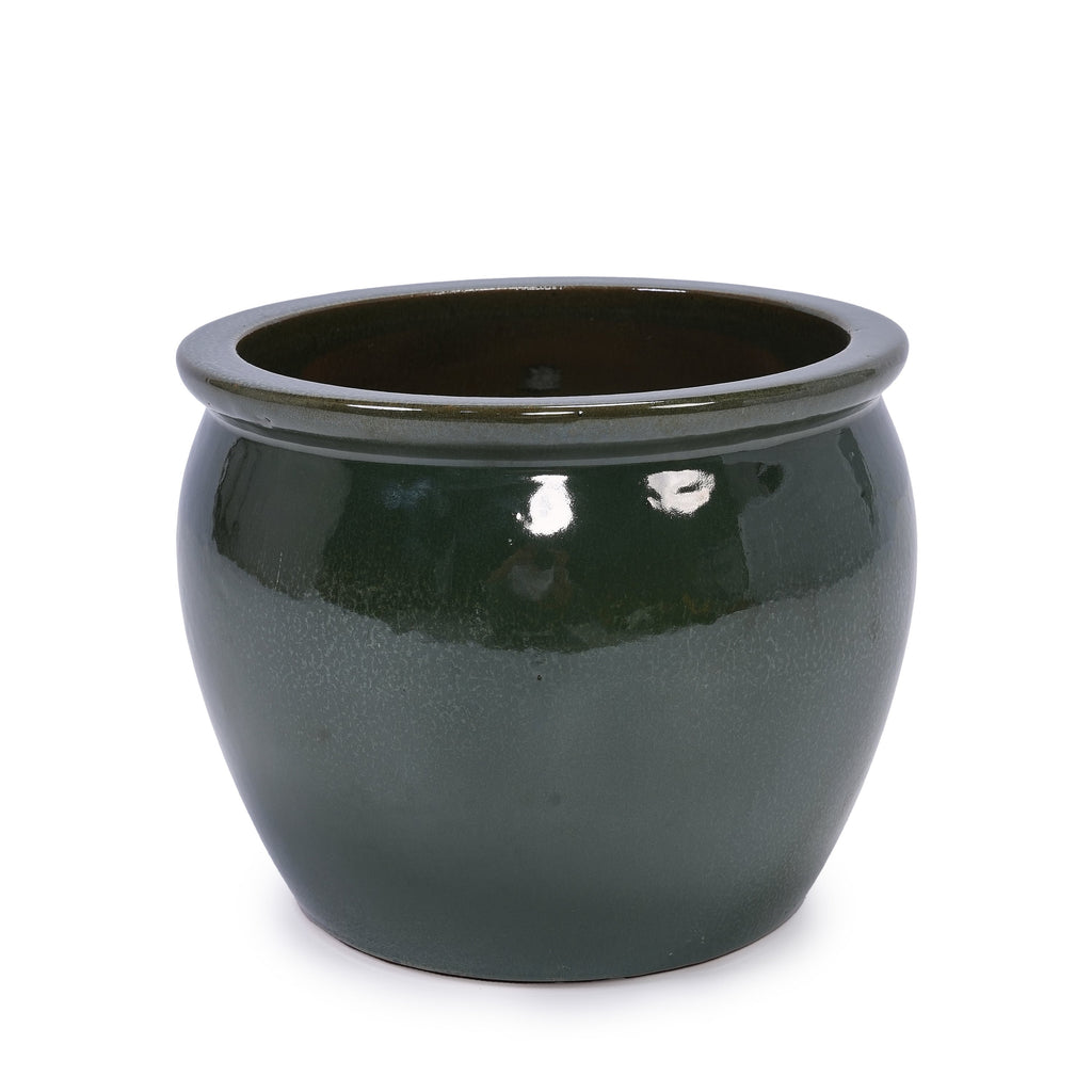 3 Pieces Ceramic Flowerpot, Modern Planter for Patio, Garden or Windowsills - Antique Blue Green