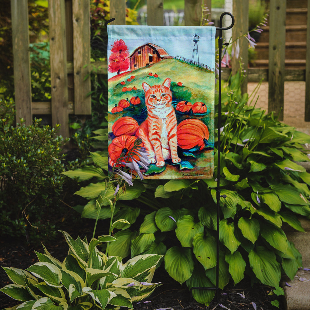 Tabby Cat in the pumpkins Garden Flag – Decorative Outdoor Yard Flag