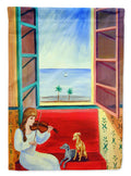 Italian Greyhounds with Mom and Violin Garden Flag – Decorative Outdoor Yard Flag