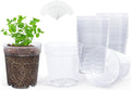homenote Clear Nursery Pots for Plants,7 Inch Plant Pot for Planting Plastic Seedling with Drainage Holes Seed Starter Flower High Transparency with 20 Labels (15 Pack)