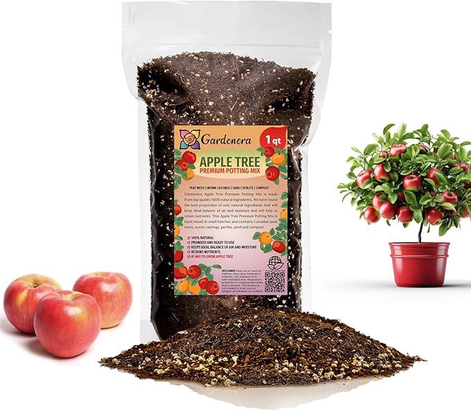 Premium Apple Potting Soil Mix - Optimal Nutrient-Rich Blend for Thriving and Juicy Apples - 1 Quart