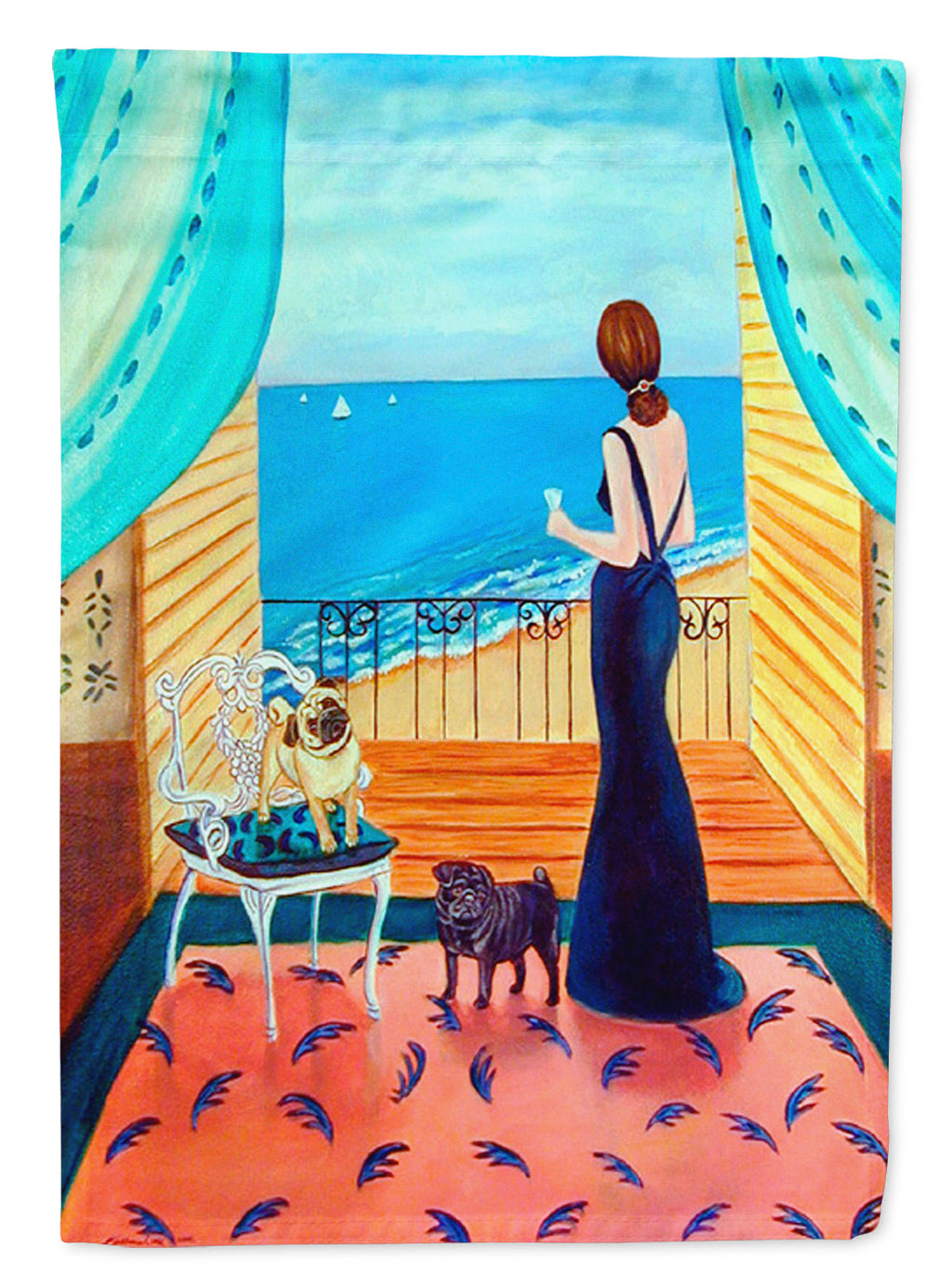 Lady with her Pug Garden Flag – Decorative Outdoor Yard Flag 7133GF