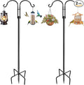 Double Shepherds Hooks for Outdoor (2Pack,76 inch) Heavy Duty Adjustable Bird Feeder Pole Garden Decor Shepherds Hook for Hanging Bird Feeder, Plant Baskets, Hummingbird Feeder for Outside