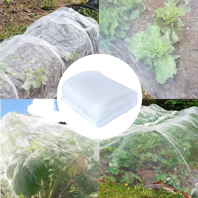 Agfabric Garden Netting 8.2'x9.8' Insect Pest Barrier Netting for Garden Protection,Plant Cover Row Cover Mesh Netting for Vegetables Fruit Trees and Plants,White
