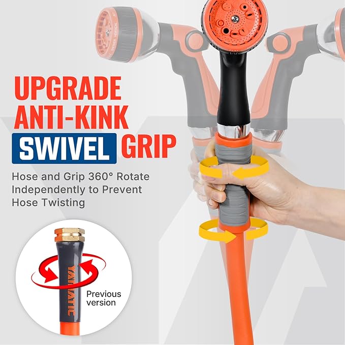 YAMATIC Heavy Duty Garden Hose 5/8 in x 75 ft with Swivel Fitting, Super Flexible Water Hose, All-weather, Lightweight, Burst 600 PSI