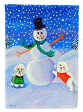 Snowman with a  Bichon Frise Garden Flag – Decorative Outdoor Yard Flag