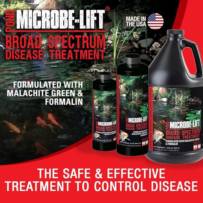 MICROBE-LIFT BSDT16 Broad Spectrum Disease Treatment for Ponds and Outdoor Water Garden, Safe for Live Koi Fish, Goldfish, Plants, and Decor, 16 Ounces