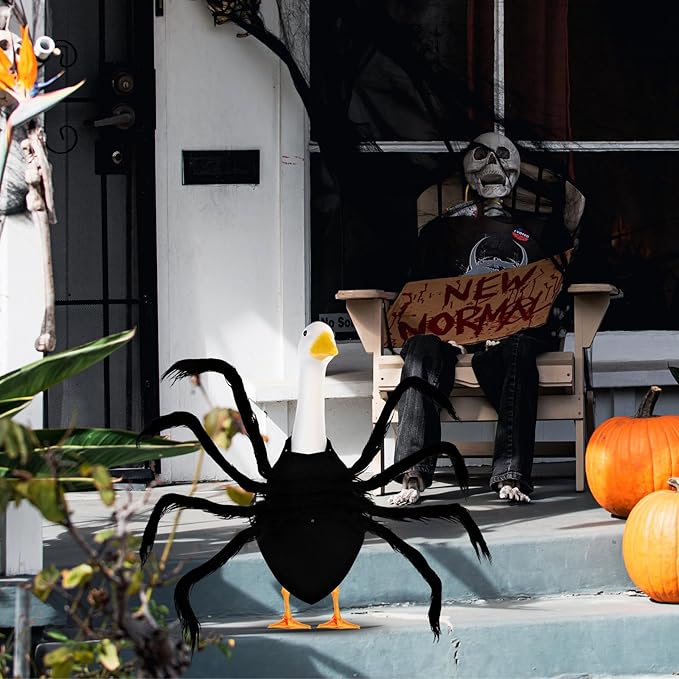 Halloween Goose Outfit Lawn Porch Goose Outfit Spider Bat Costume Plastic Goose Clothing for 23" Goose Halloween Outdoor Patio Yard Lawn Art Decoration (Spider)