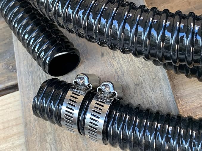 Pond Tubing 1 1/4 Inch Id Flexible Plastic Corrugated Water Sump Pump Drain Hose10Ft,Black