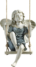Design Toscano EU42046 Summertime Fairy on a Swing Hanging Statue, 11 Inch, Polyresin, Two Tone Stone