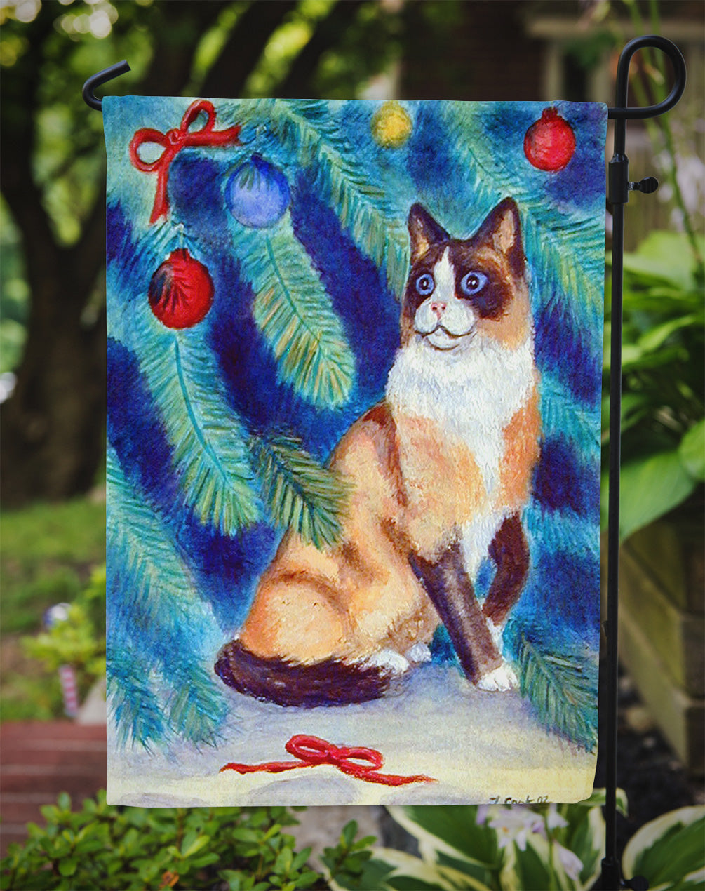 Christmas Tree Cat Garden Flag – Decorative Outdoor Yard Flag