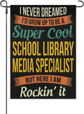 School Librarys Medias Specialists Gifts Garden Flag for Outside 12x18 Double Sided Novelty Decorative Flag for Patio