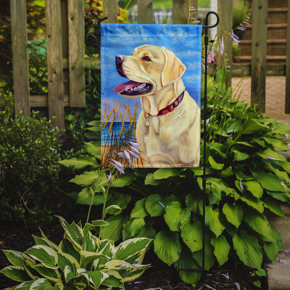 Yellow Labrador at the beach Garden Flag – Decorative Outdoor Yard Flag