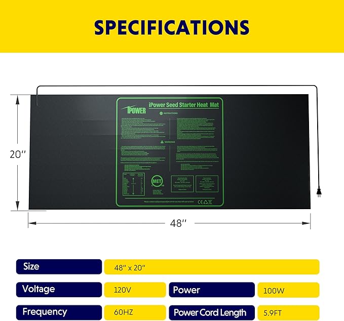 iPower Seedling Heat Mat Heating Pad 48"x20" with Digital Thermostat Combo Set, Waterproof for Indoor Seed Starting and Plant Germination