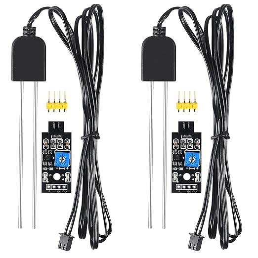 Alinan 2Sets Resistive Soil Moisture Sensor, Humidity Detector with Corrosion Resistant Probe, Digital Analog Signal Output for Garden Automatic Watering System