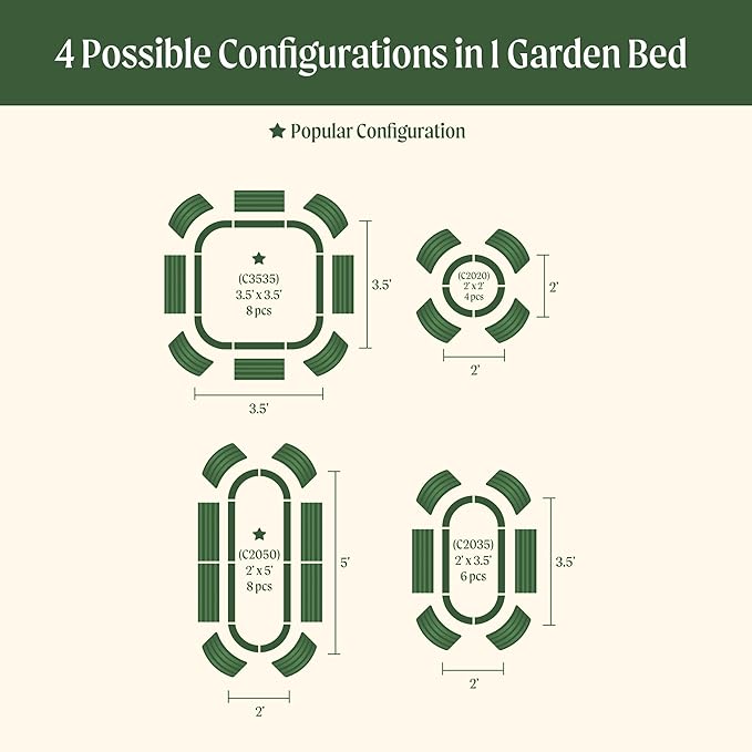 Vego garden 32" Extra Tall Raised Garden Bed Kits, 4 in 1 Modular Raised Planter Box for Vegetables Flowers Fruits Oval Metal Raised Garden-British Green