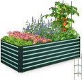Quictent Galvanized Raised Garden Bed Metal Planter Box Bottomless for Backyard Outdoor, Include 1 pc Tomato Cage, Dark Green, 6x3x2 Ft