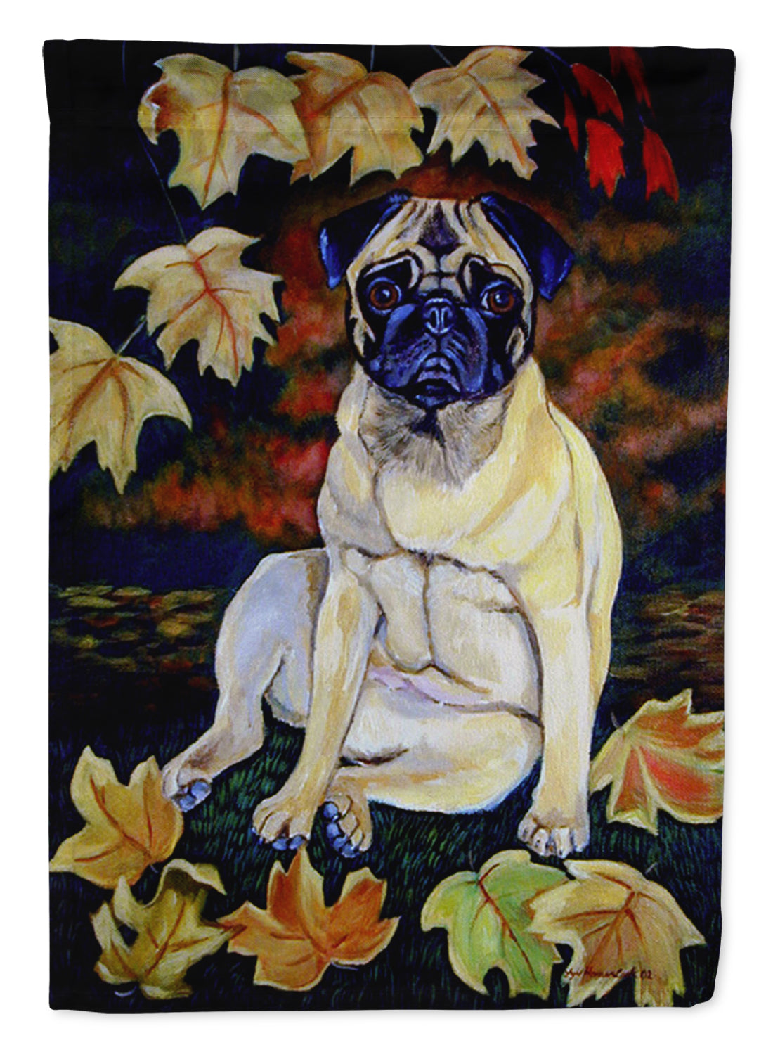Old Fawn Pug in fall Garden Flag – Decorative Outdoor Yard Flag