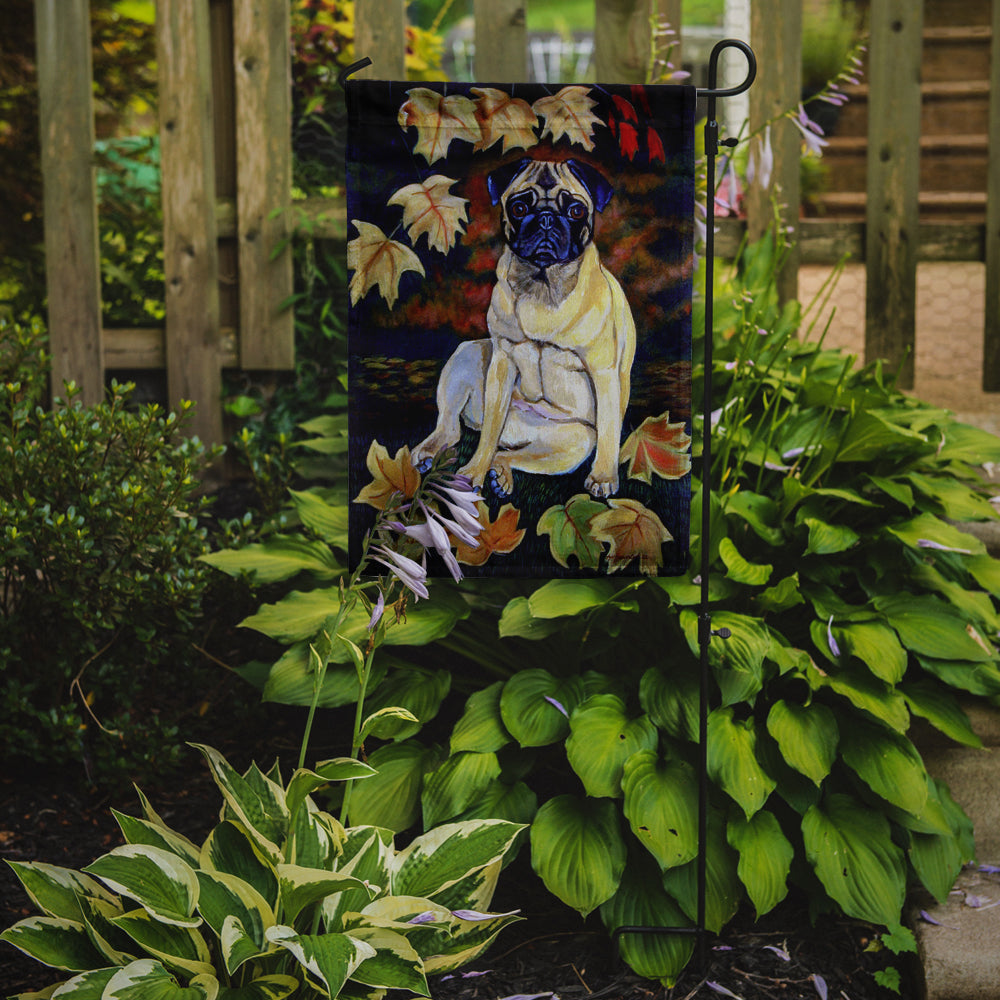 Old Fawn Pug in fall Garden Flag – Decorative Outdoor Yard Flag