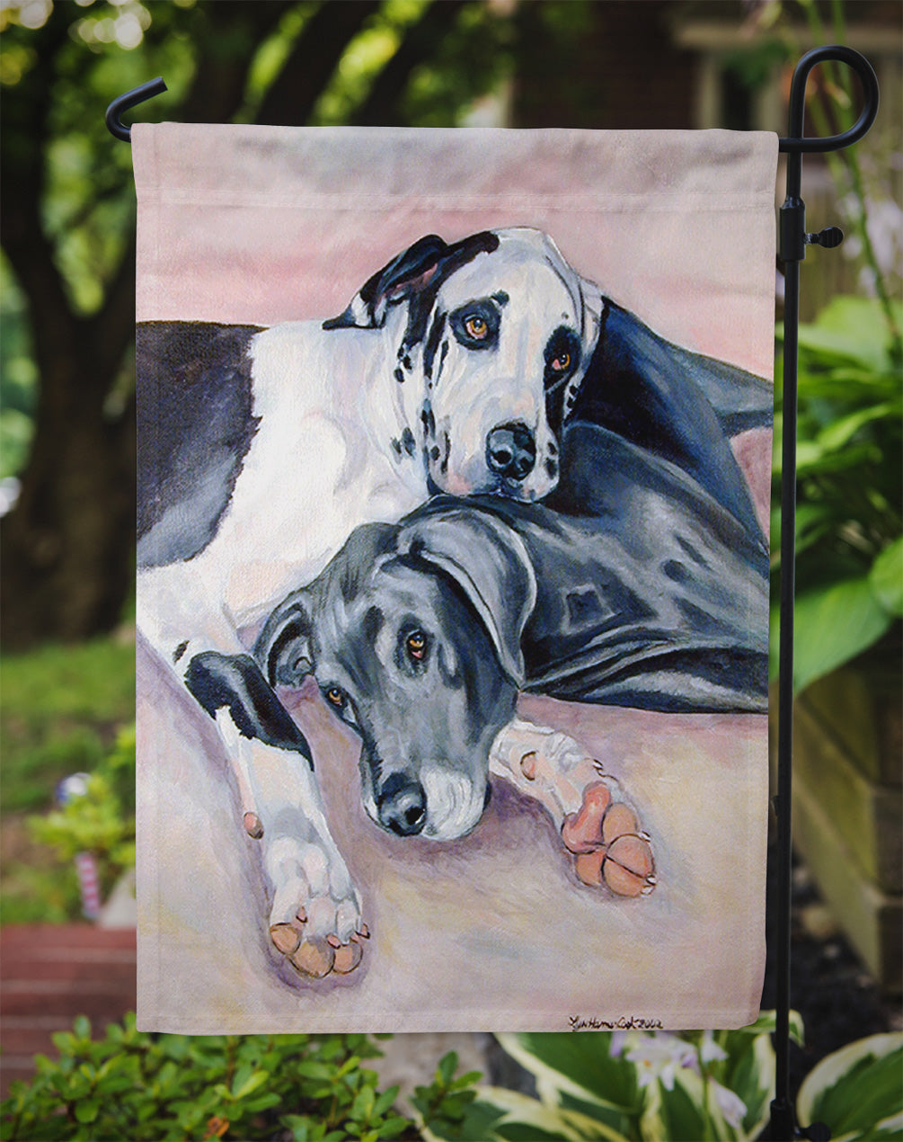 Harlequin and Bule Natural Great Danes Garden Flag – Decorative Outdoor Yard Flag