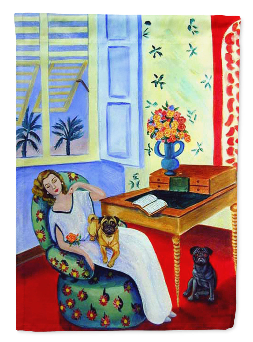 Lady with her Pug Garden Flag – Decorative Outdoor Yard Flag 7166GF