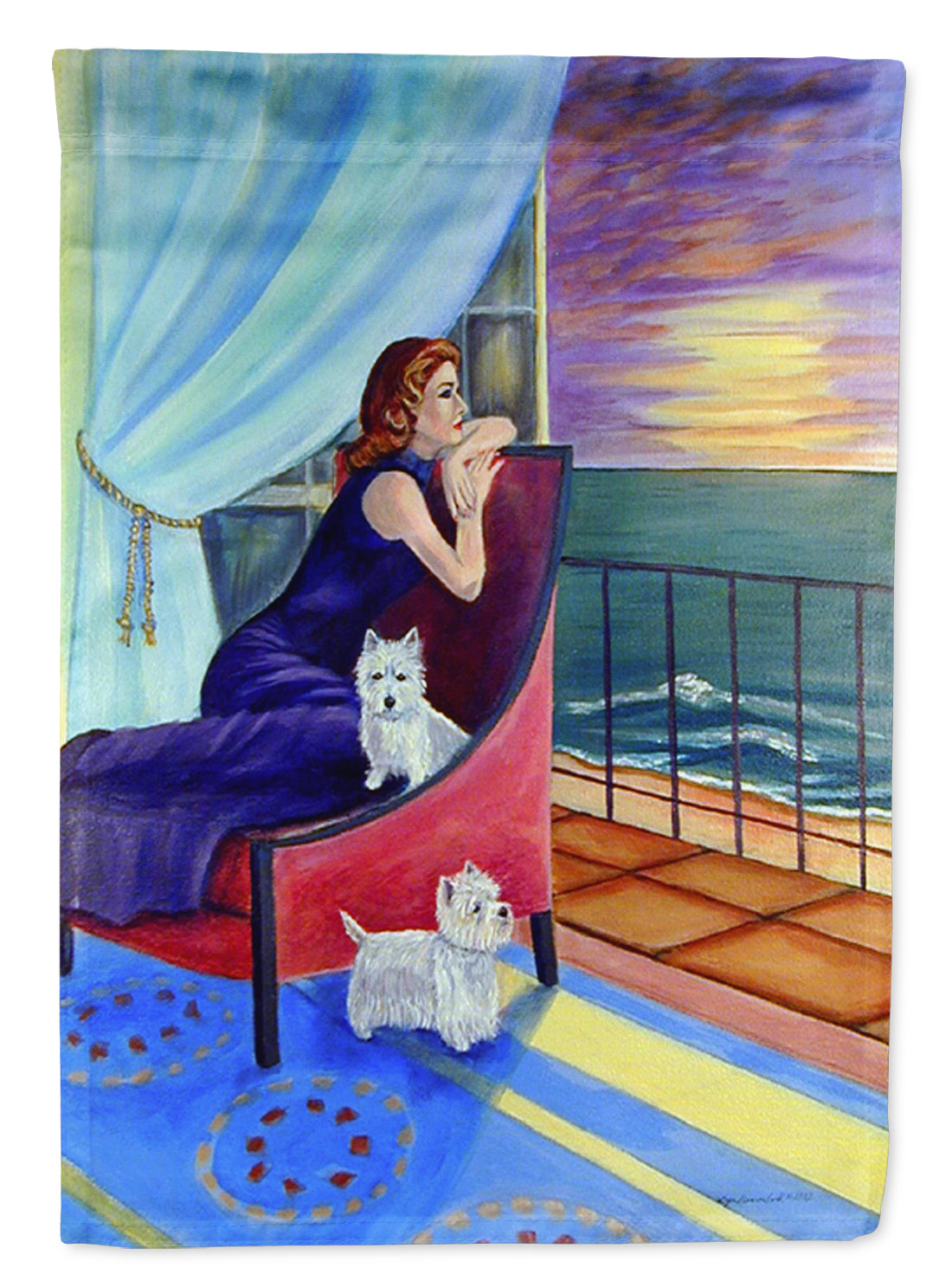 Lady with her Westie Garden Flag – Decorative Outdoor Yard Flag