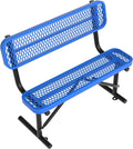 Heavy Duty Park Bench with Back Portable Frame, Outdoor Steel Bench with Backrest, Outdoor Park Bench Expanded Metal Mesh Bench for Lawn, Park, Deck, Garden, Patio, Porch, Black (Blue, 4FT)