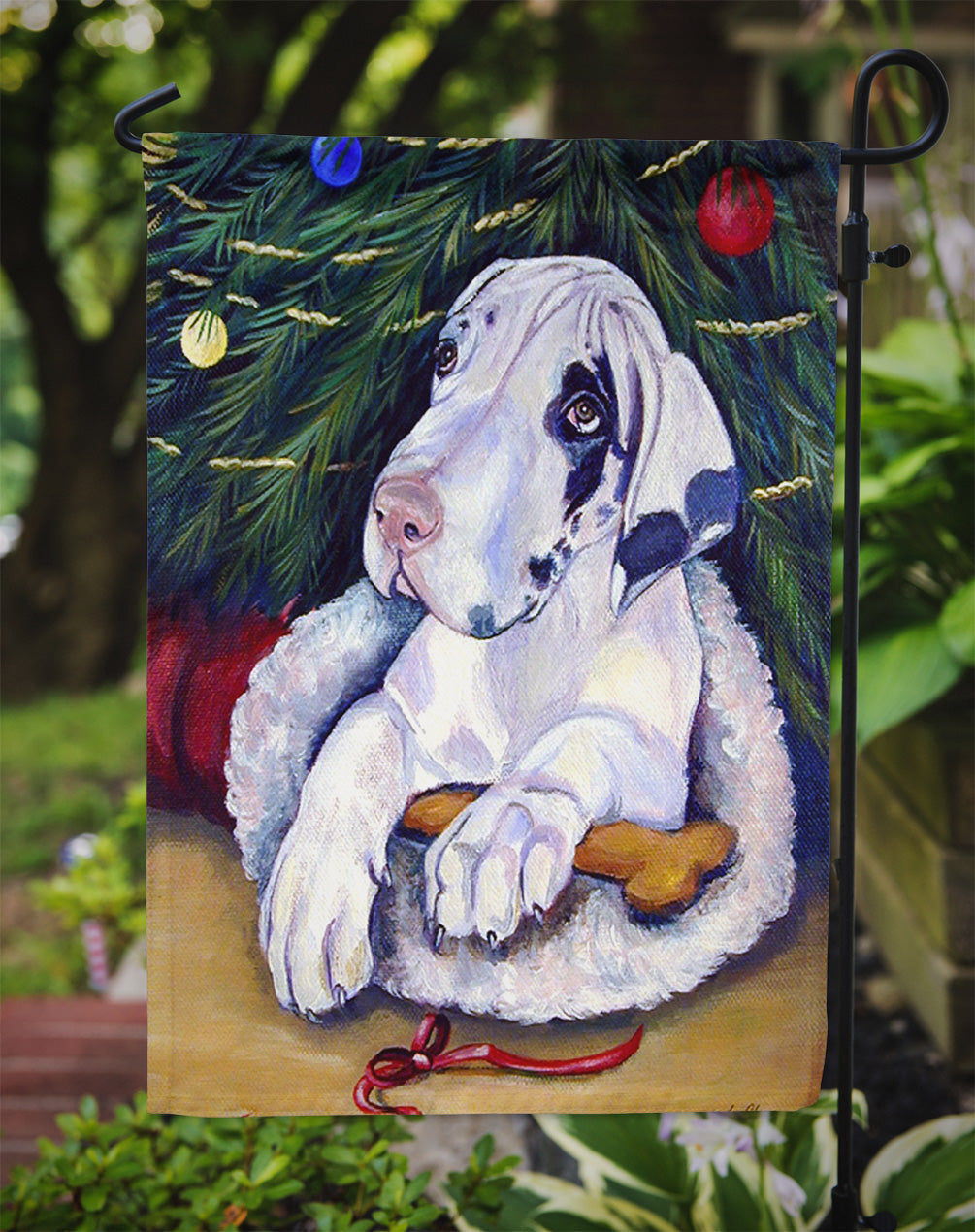 Christmas Tree with Great Dane Garden Flag – Decorative Outdoor Yard Flag