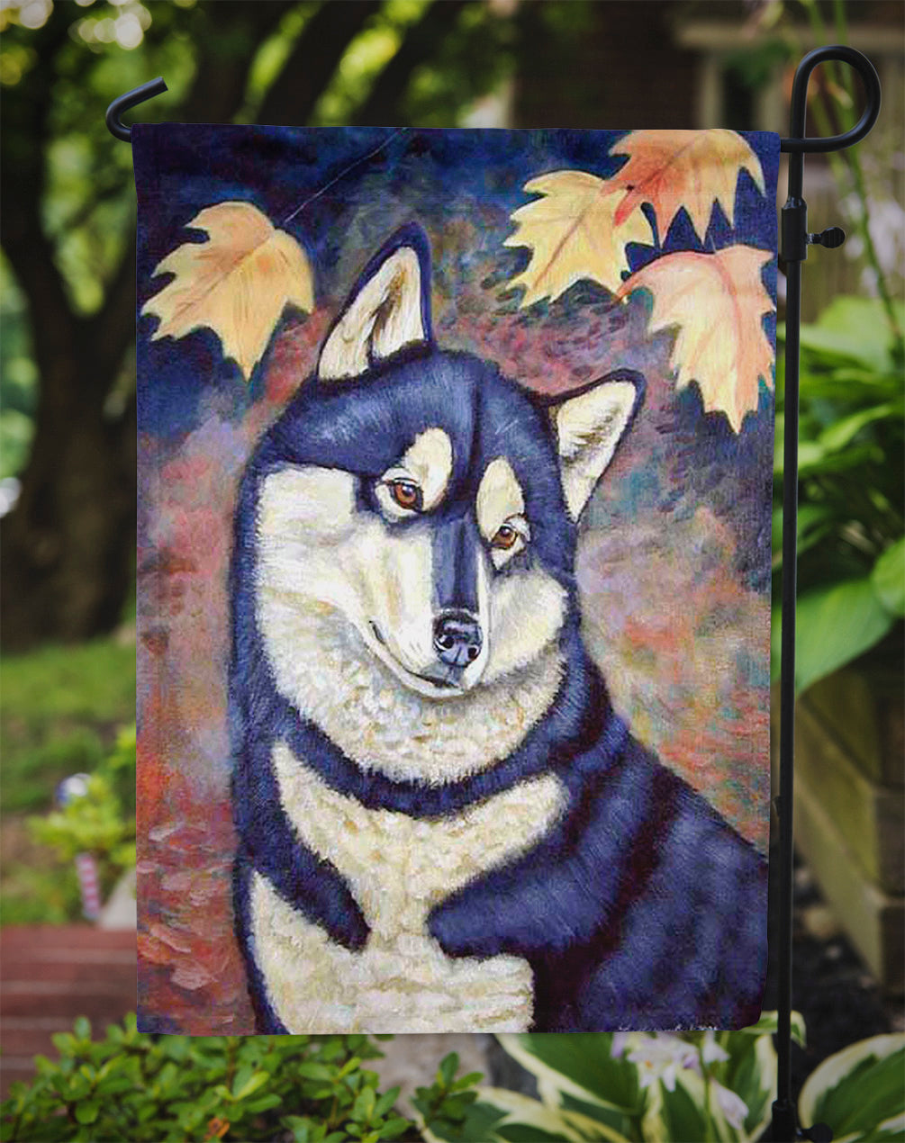 Fall Leaves Siberian Husky Garden Flag – Decorative Outdoor Yard Flag
