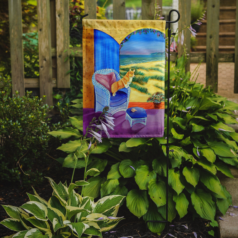 Pembroke Corgi room with a view Garden Flag – Decorative Outdoor Yard Flag