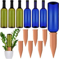 6 Sets Plant Watering Devices Include Terracotta Self Watering Spikes and 26 oz Plastic Bottles, Slow Release Vacation Insert Automatic Plant Waterer Device (Blue Green and Terracotta)