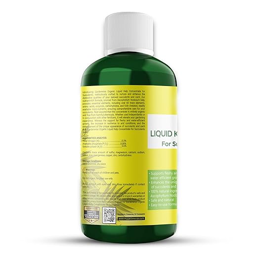 Organic Kelp Seaweed Fertilizer: Premium Succulent and Cactus Food - Indoor Plant Nutrition with Root Booster, Ideal for Christmas Cactus, Dragon Fruit, and Potted Plants (16 OZ)