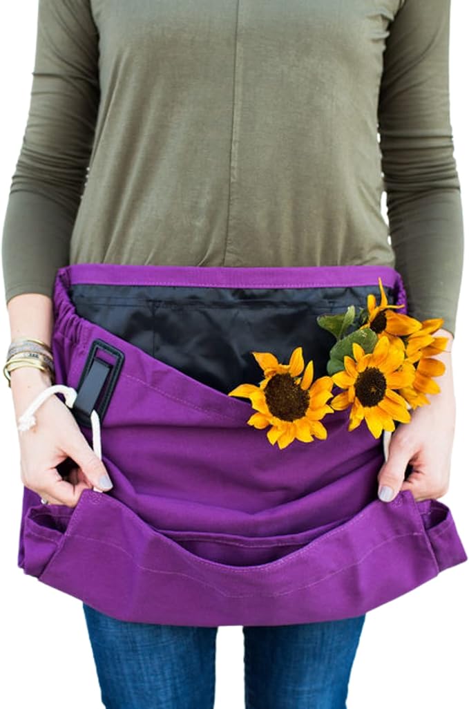 Roo Gardening Apron with Pockets & Harvesting, Picking Pouch - Adjustable, Water-resistant, Washable Canvas Cotton