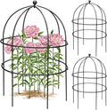 2 Pcs Jardin Bird Cage Plant Support 24" H Large Sturdy Grow-Through Flower Support Black Peony Plant Support Cage Climbing Plant Trellis Sculptural Garden Decor for Perennial Flowers Classic Black