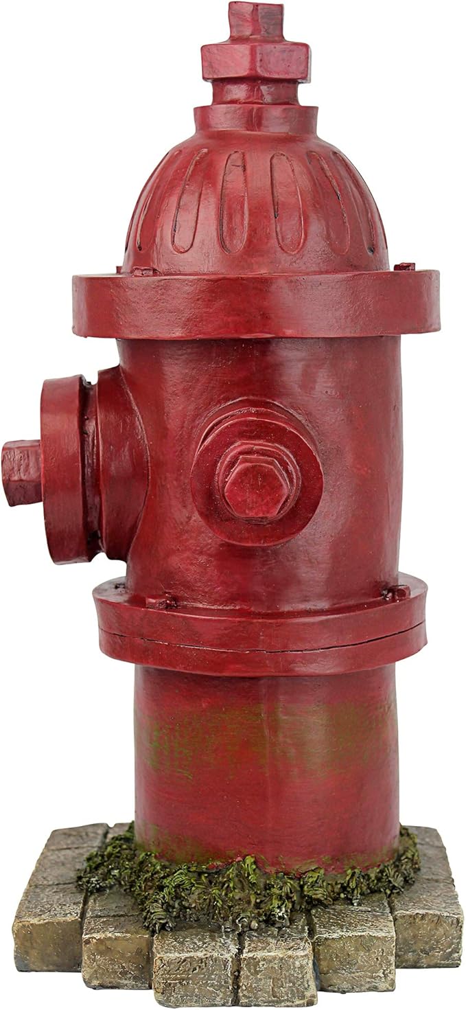 Design Toscano Dog's Second Best Friend Fire Hydrant Pee Post Indoor/Outdoor Statue, Medium 14 Inch Tall, Cast Stone Resin, Red Painted Finish