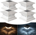 TW SHINE 4 Pack Solar Outdoor Fence Post Lights, 2 Modes Post Cap Lights Waterproof Warm White/Cool White for Yard, Garden, Porch, Patio Decor, for 4x4 5x5 6x6 Wood Posts, White