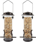 MIXXIDEA Wild Bird Feeders for Outdoors Hanging 2 Pack Stainless Steel Tube Bird Feeder, Water Resistant Finch Bird Feeder for Garden Backyard Decoration Attractive Metal Thistle Feeder (Coffee)