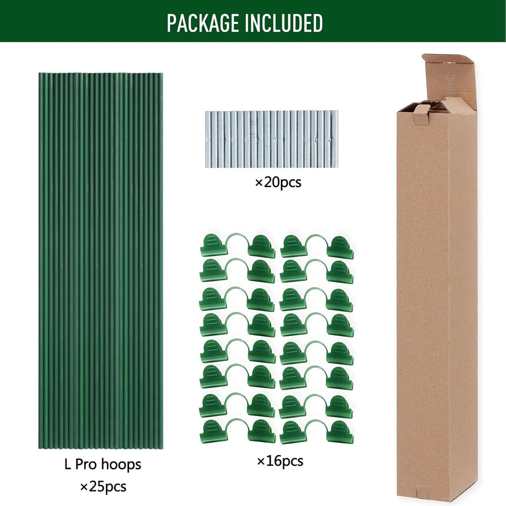 MAXPACE Greenhouse Hoops for 2.7ft or Wider Grow Tunnel, Rust-Free Fiberglass Support Hoops Frame for Garden Fabric, DIY Plant Support Garden Stakes, Gardening Supplies, 25pcs