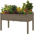MUPATER 4'x2' Raised Garden Bed, Elevated Planter Box with Drainage Holes for Herbs and Vegetables, Raised Garden Bed with Four Legs for Garden, Patio and Greenhouse, Brown