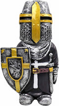 nezababy Knight Gnomes Guard Garden Statue Decoration Medieval Wee Crusader Battle Swordsman Fighting Outdoor Figurines Lawn Decor Resin (F)