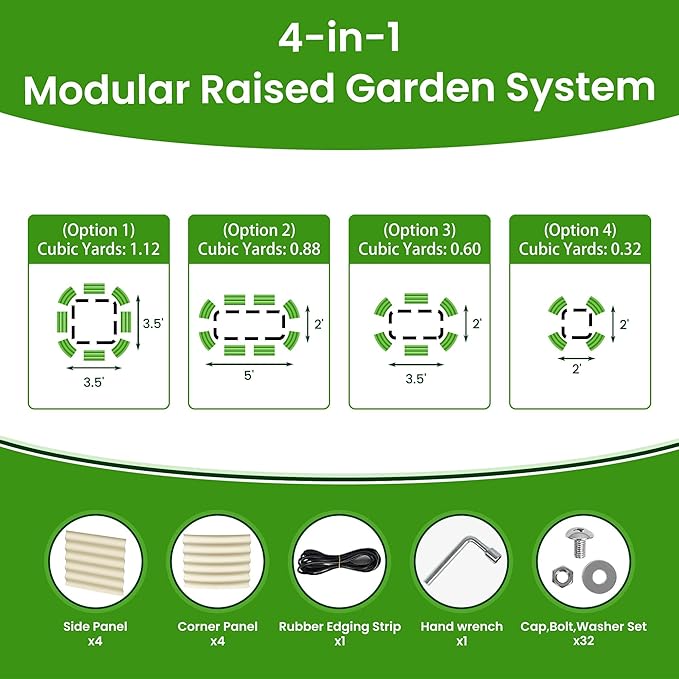 Raised Garden Bed 5x2x1.4 Ft Planter Box Outdoor with Rubber Edge Zinc-Aluminum-Magnesium Stainless Steel Durable Metal Garden Beds Kit for Vegetables, Flowers, Herbs and Succulents（Ivory）