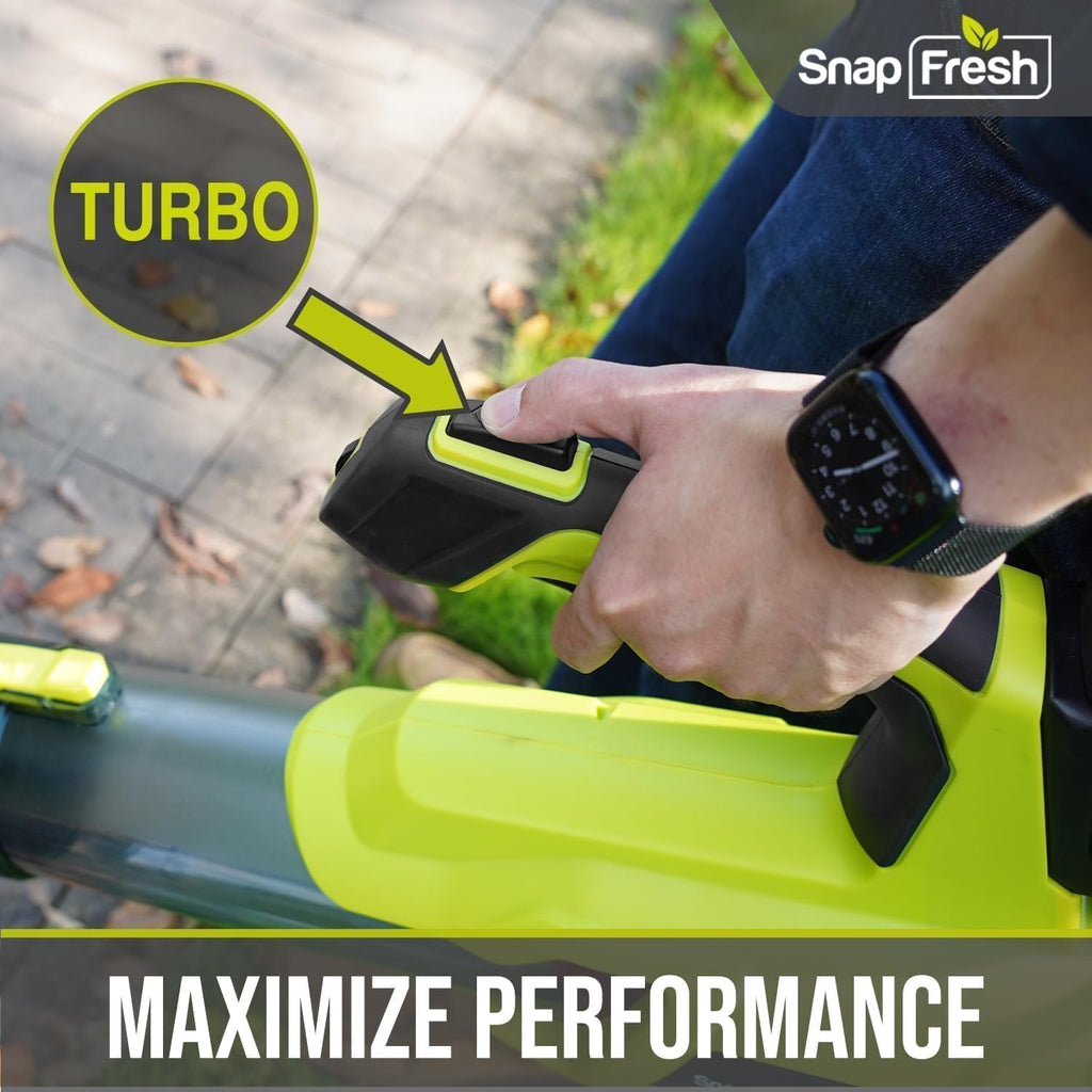 SnapFresh Cordless Leaf Blower - 550CFM Electric Leaf Blower Cordless with 4.0 Ah Battery and Fast Charger - 20V Lightweight Leaf Blower for Yard and Garden, Battery Operated Blower for Lawn Care