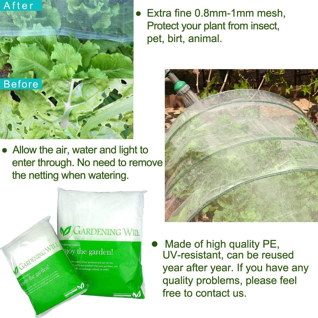 10Ft x 100Ft Mosquito Bug Insect Bird Fine Mesh Net Barrier Hunting Blind Garden Screen Netting for Protect Your Plant Fruits Flower