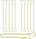 RIFNY Gold Hanging Chains with Hooks, 10 Pieces 20 Inch Chain for Hanging Bird Feeders Planters Baskets Billboards Lanterns Wind Chimes Ornaments Outdoor/Indoor Use (20 inch 10pcs)